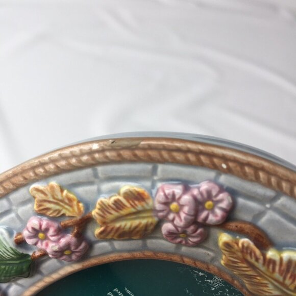 Terragrafics Photo Picture Frame Oval Tiled Floral Flower Butterfly Vintage - Picture 10 of 12